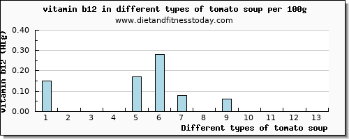 tomato soup vitamin b12 per 100g